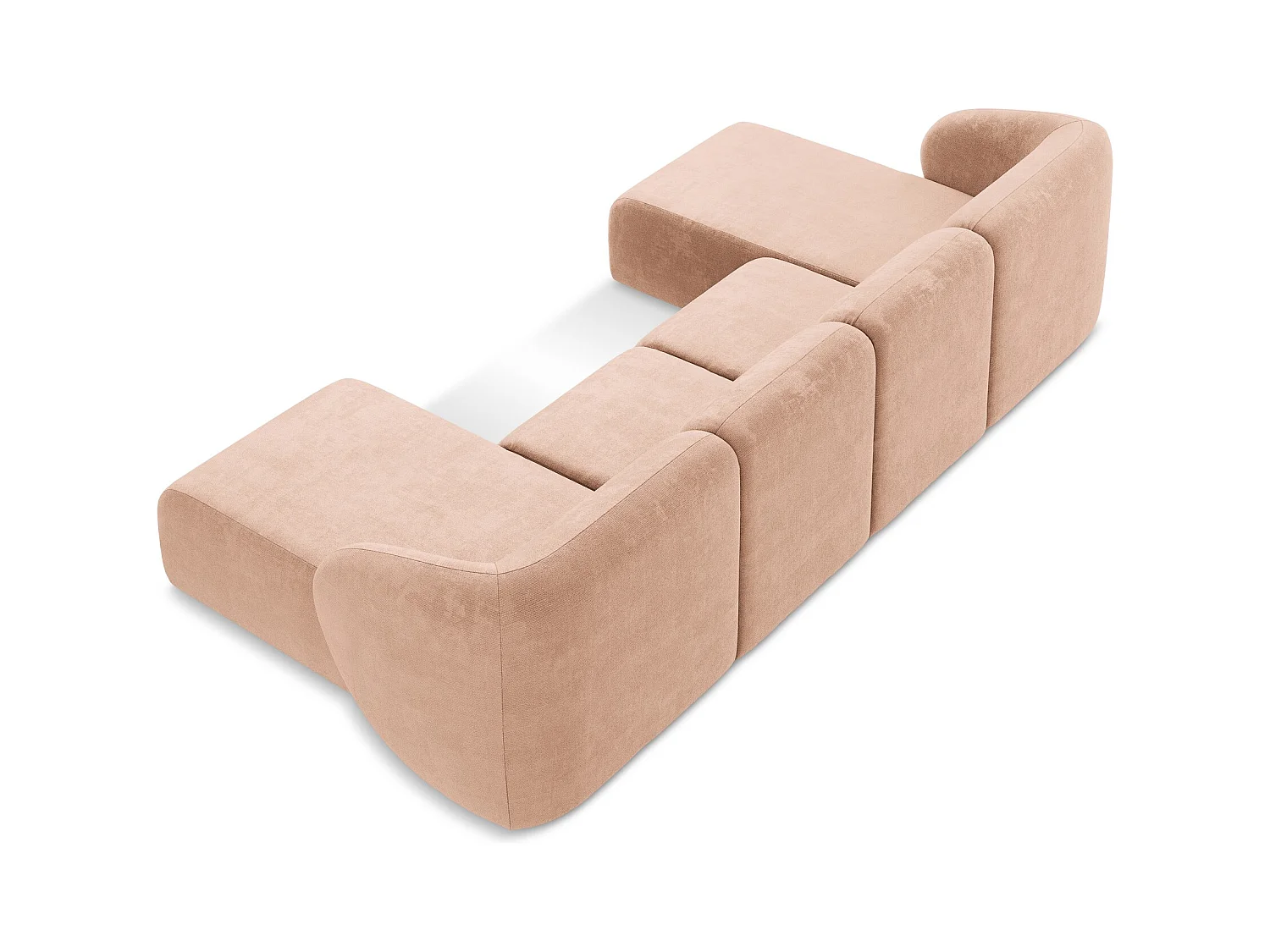 Sofa panoramiczna - z tkaniny szenilowej - brzoskwiniowy - LANI