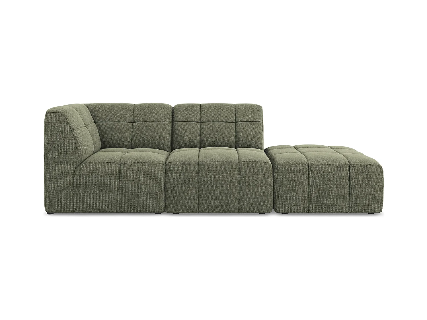 3-Sitzer Modulares Ecksofa - Ecke Rechts - Bouclé - Olive - ALOHA