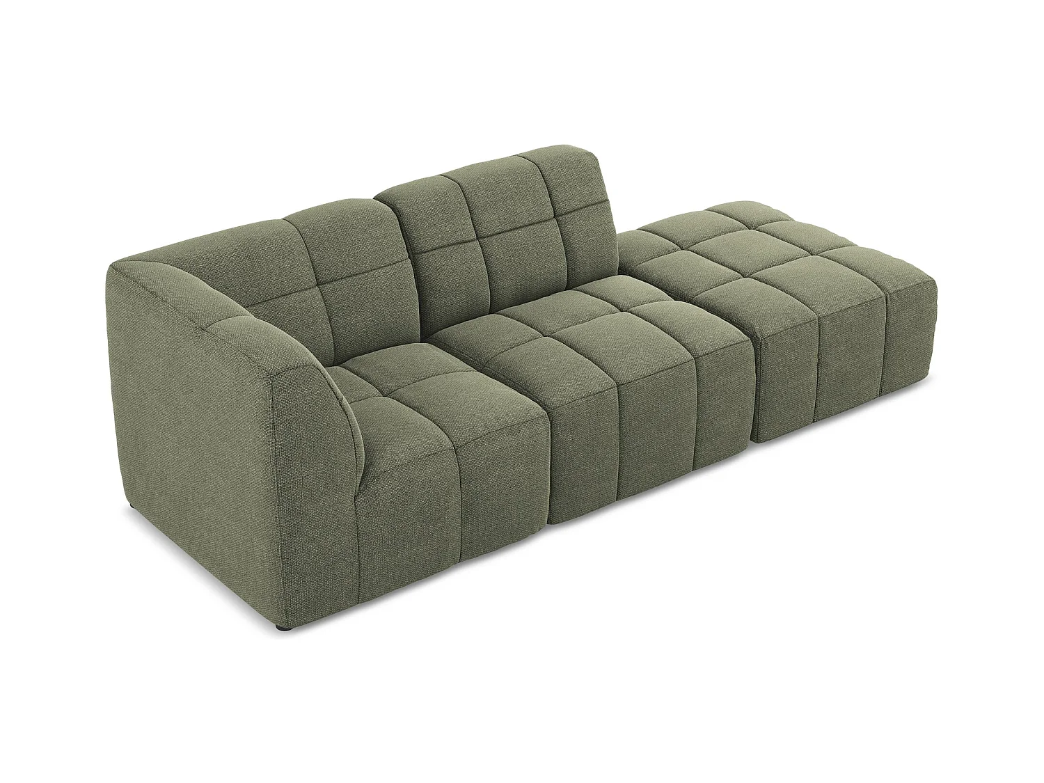 3-Sitzer Modulares Ecksofa - Ecke Rechts - Bouclé - Olive - ALOHA