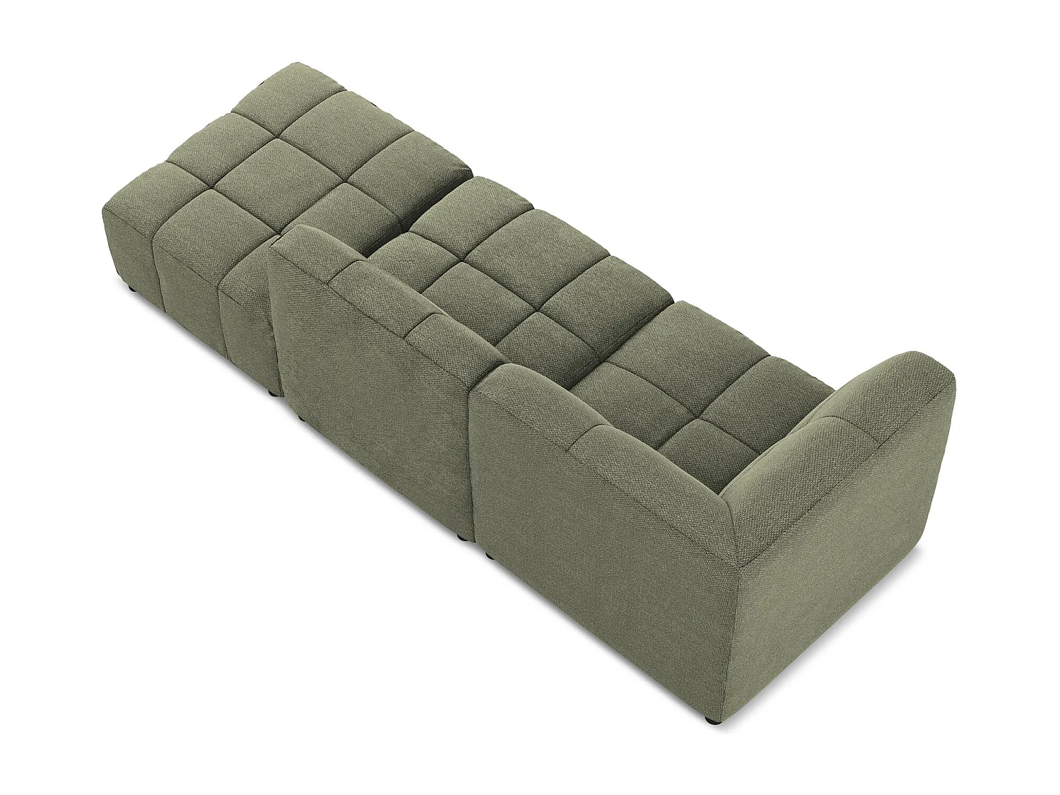 Canapé d'angle 3 places modulaire droit en tissu bouclette - olive - ALOHA
