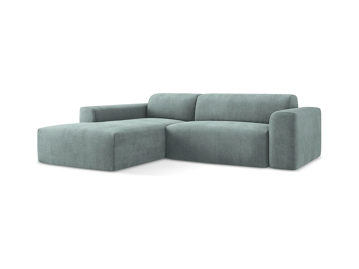 Canapé d'angle 3 places modulaire gauche en tissu texturé - jeans - KELI