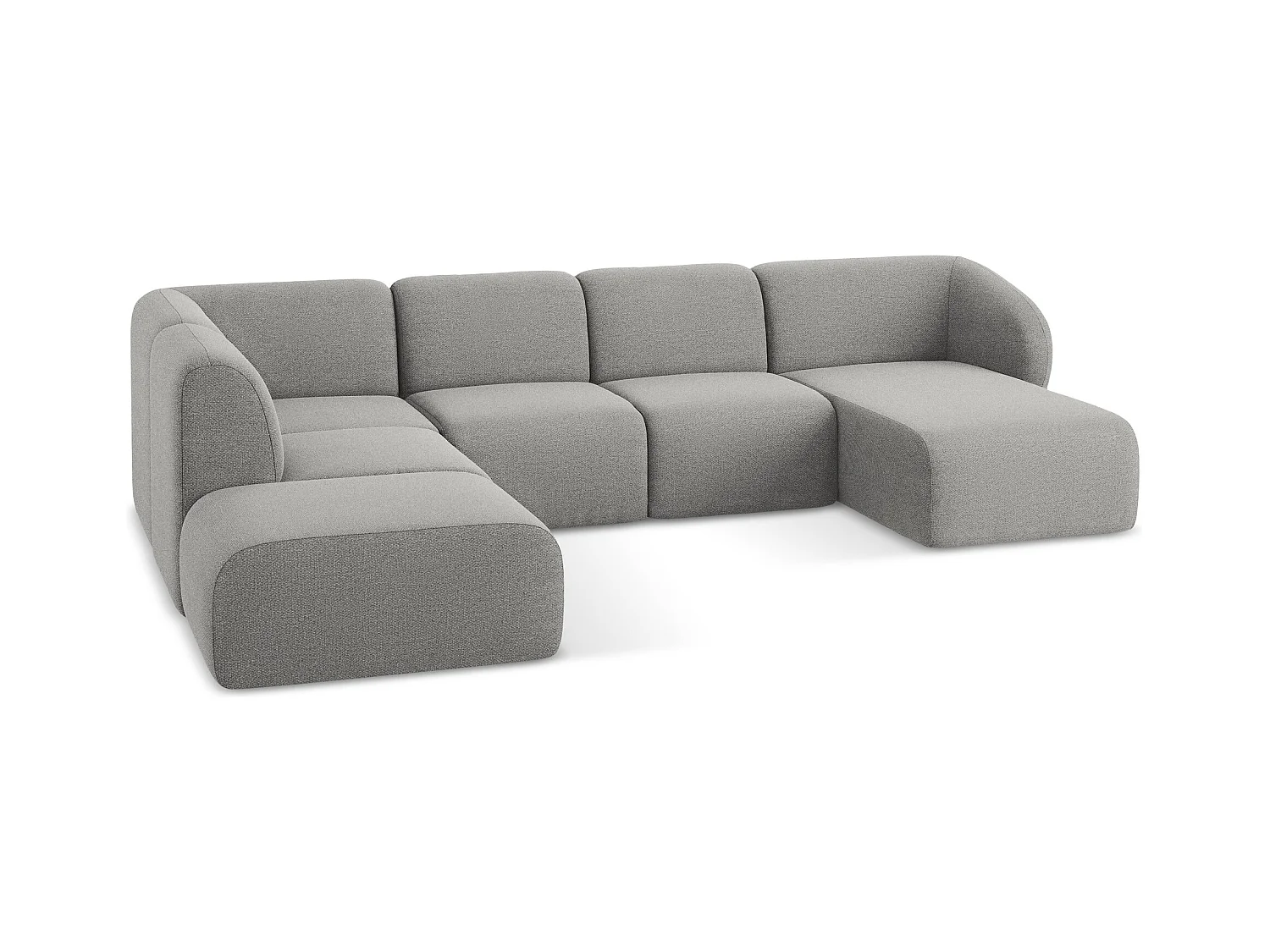 Sofa panoramiczna lewa - z tkaniny bouclé - jasny szary - LANI