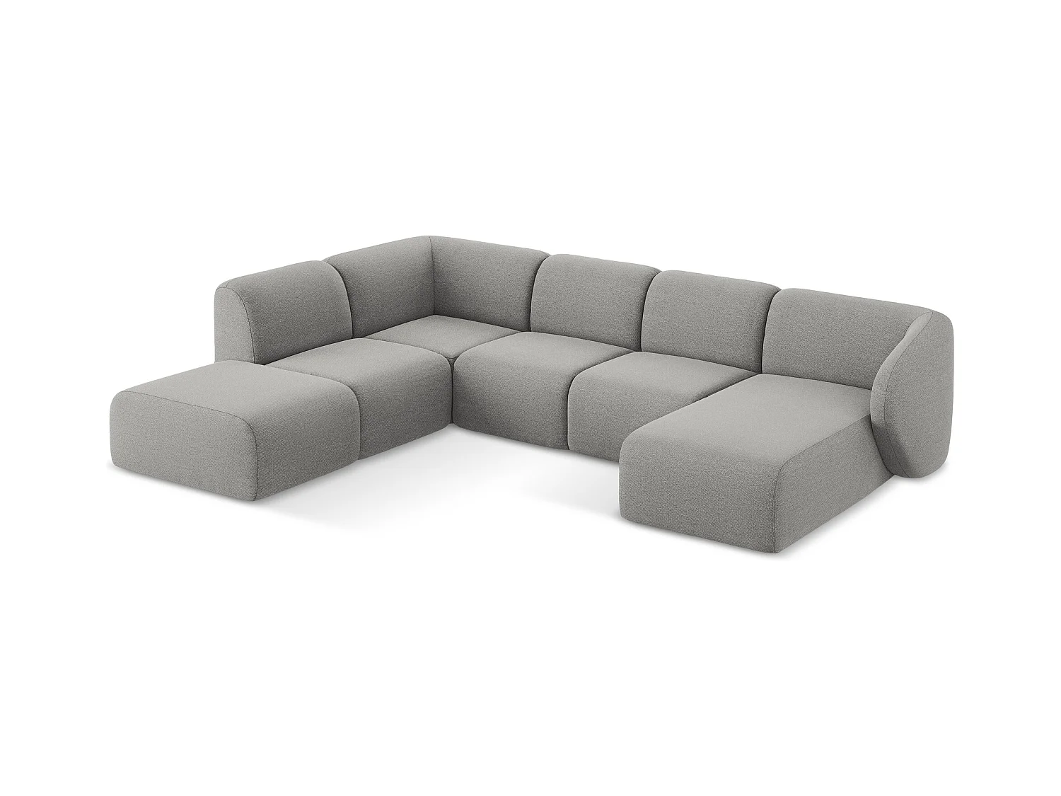 Sofa panoramiczna lewa - z tkaniny bouclé - jasny szary - LANI