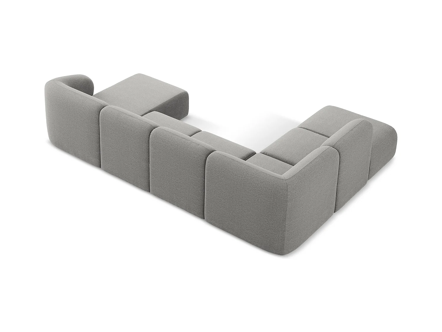 Sofa panoramiczna lewa - z tkaniny bouclé - jasny szary - LANI