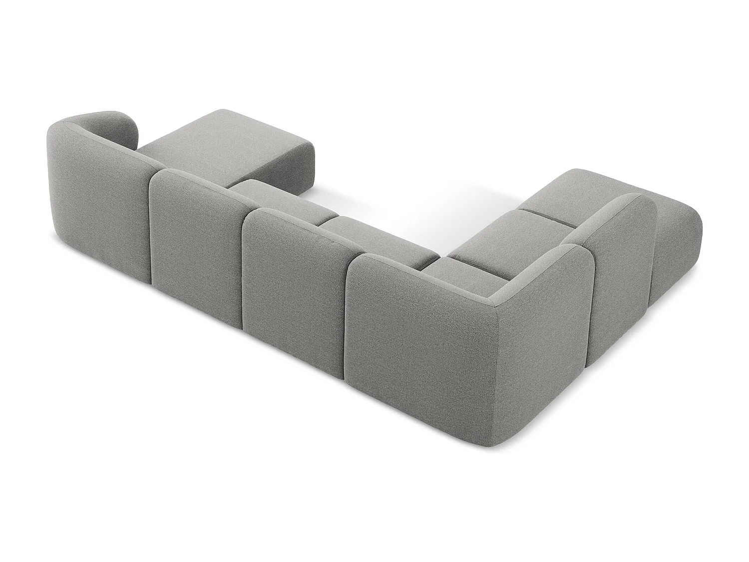 Panoramische hoekbank links van lichtgrijs bouclé - LANI