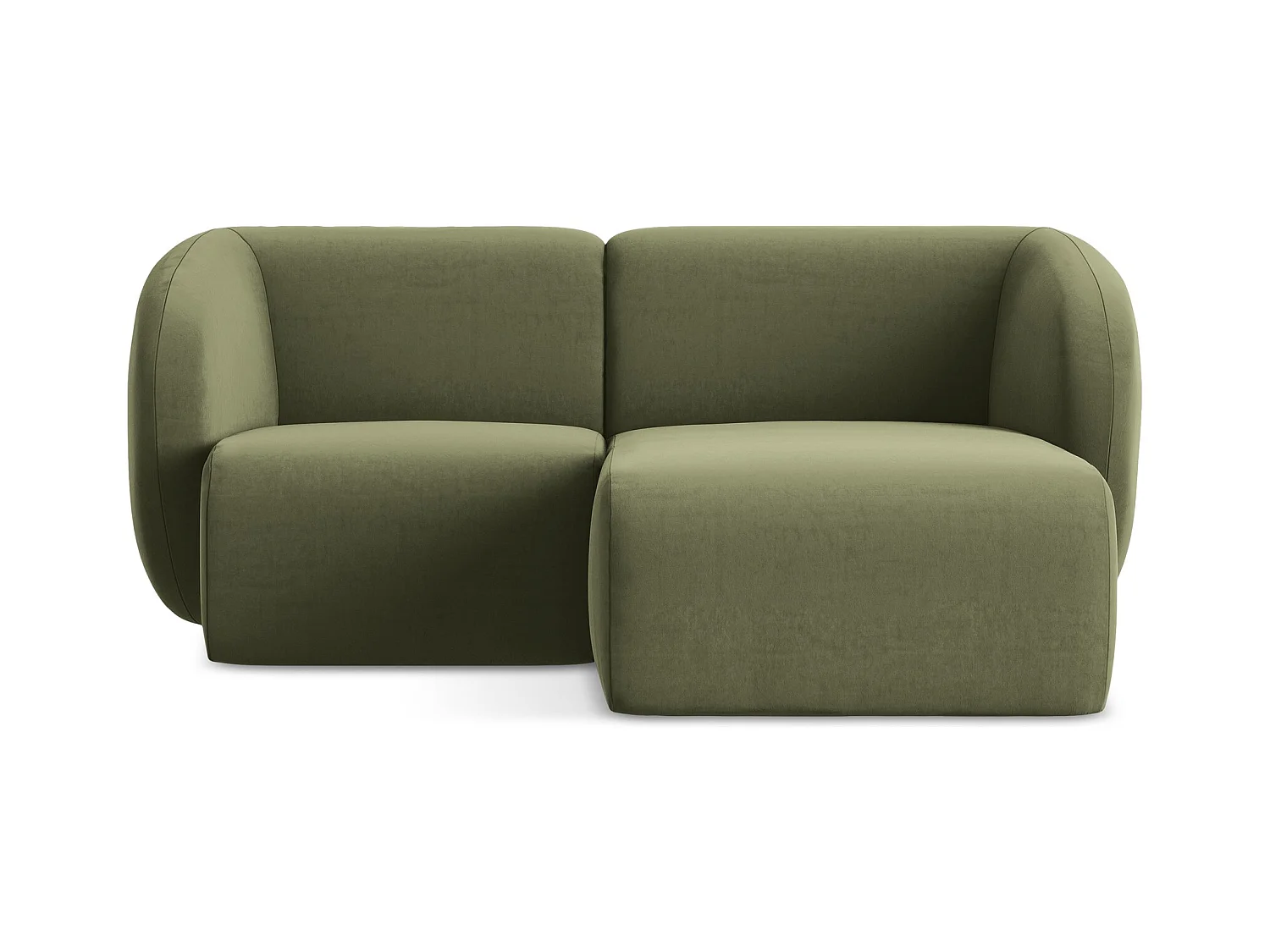 Canapé d'angle 2,5 places modulaire droit en velours - olive - LANI