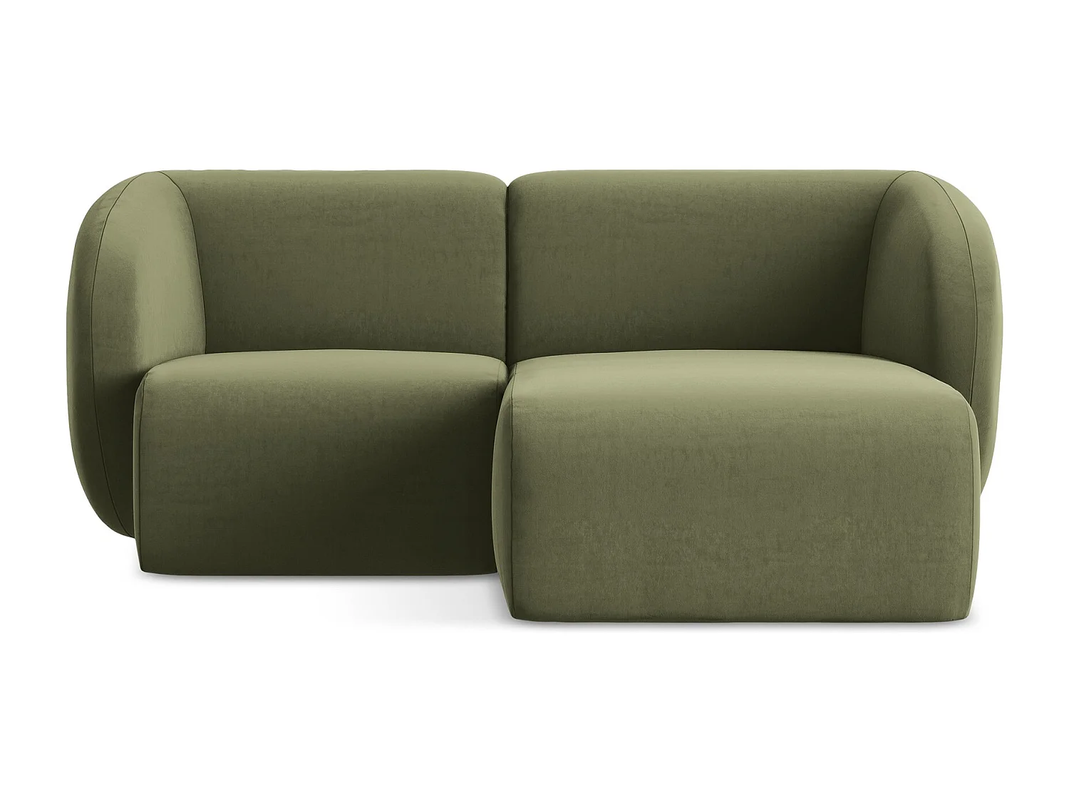 Modulaire hoekbank rechts van olijfgroen velours - LANI