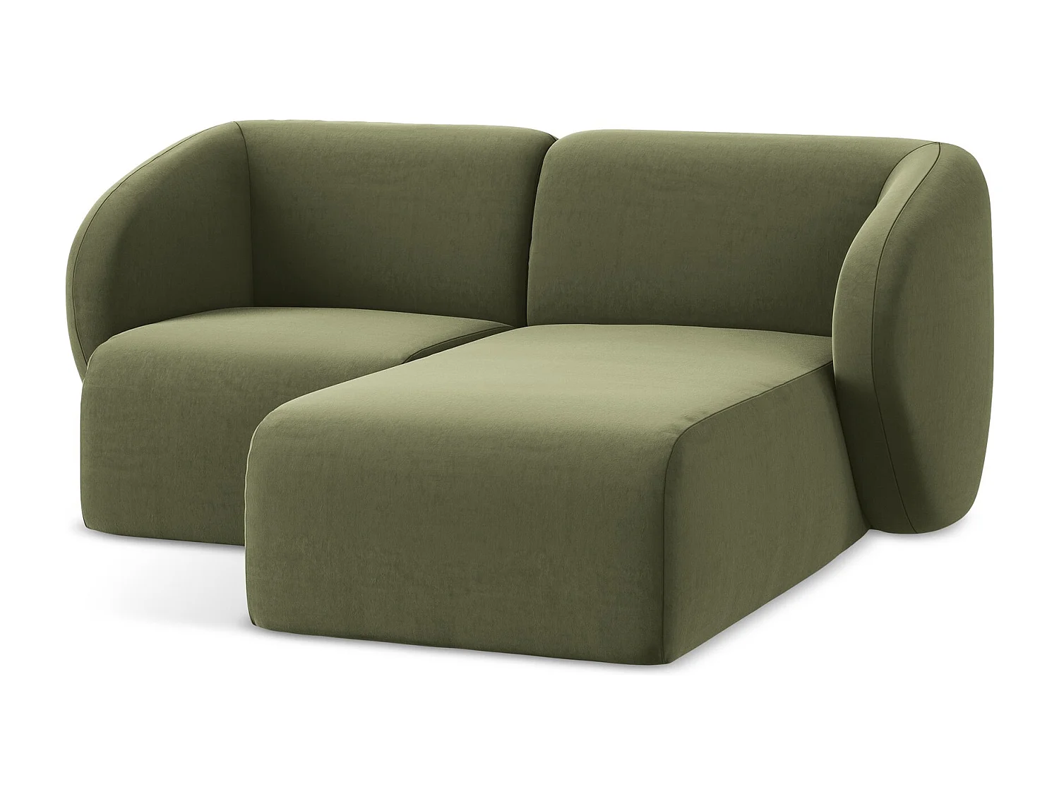 Modulaire hoekbank rechts van olijfgroen velours - LANI