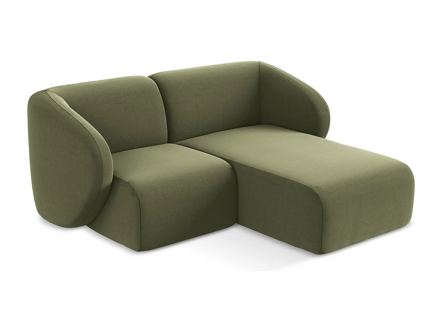 Modulaire hoekbank rechts van olijfgroen velours - LANI