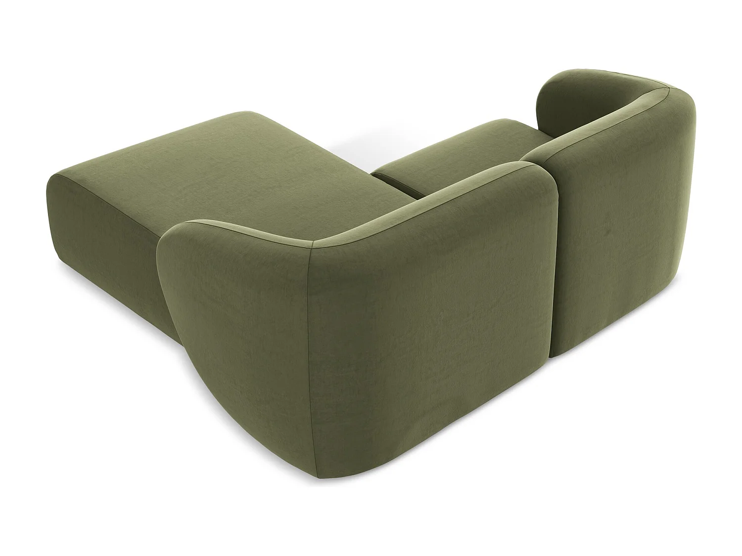 Modulaire hoekbank rechts van olijfgroen velours - LANI