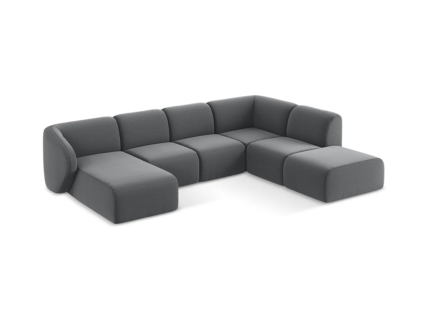 Sofa panoramiczna prawa - z tkaniny welwetowej - stalowy - LANI