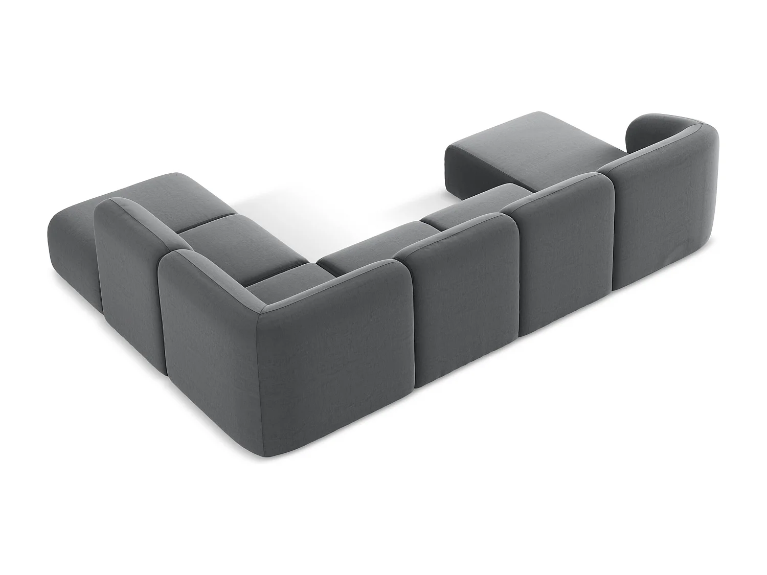 Sofa panoramiczna prawa - z tkaniny welwetowej - stalowy - LANI