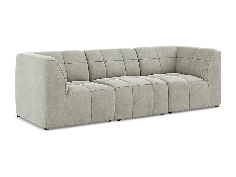 Modulares 3-Sitzer Sofa - - Samt - Hellgrau - ALOHA