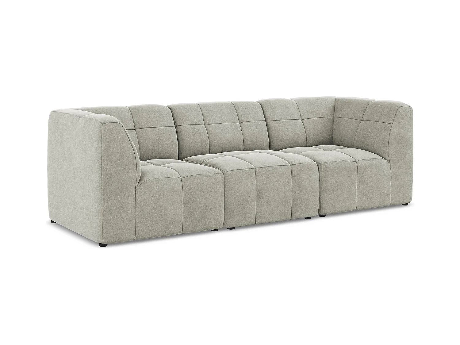 Canapé modulable 3 places en velours - gris clair - ALOHA