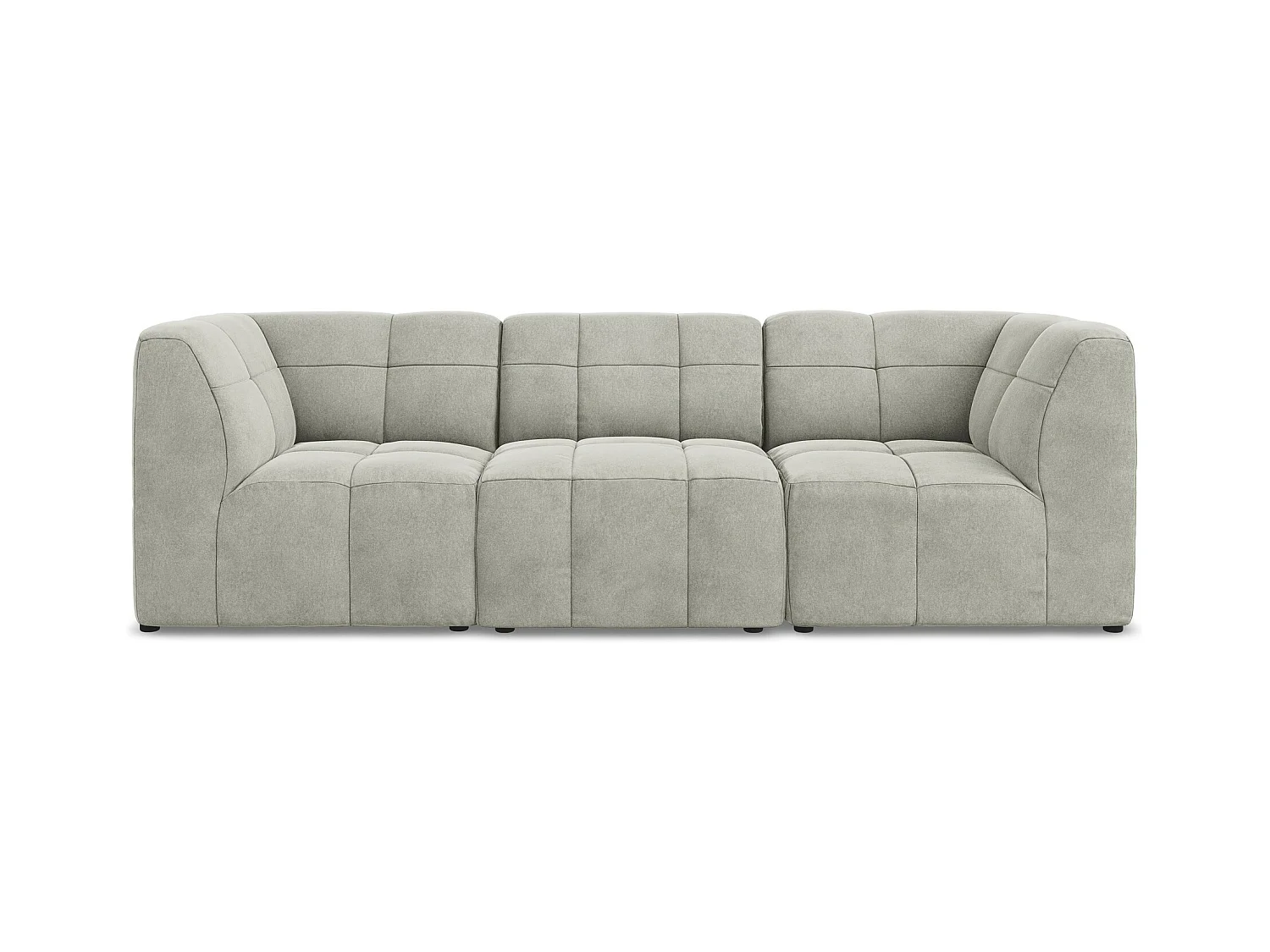 Canapé modulable 3 places en velours - gris clair - ALOHA