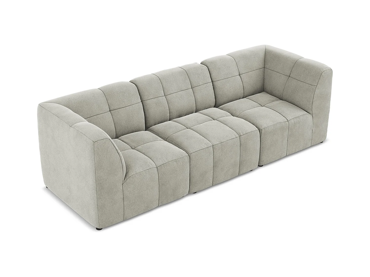 Canapé modulable 3 places en velours - gris clair - ALOHA