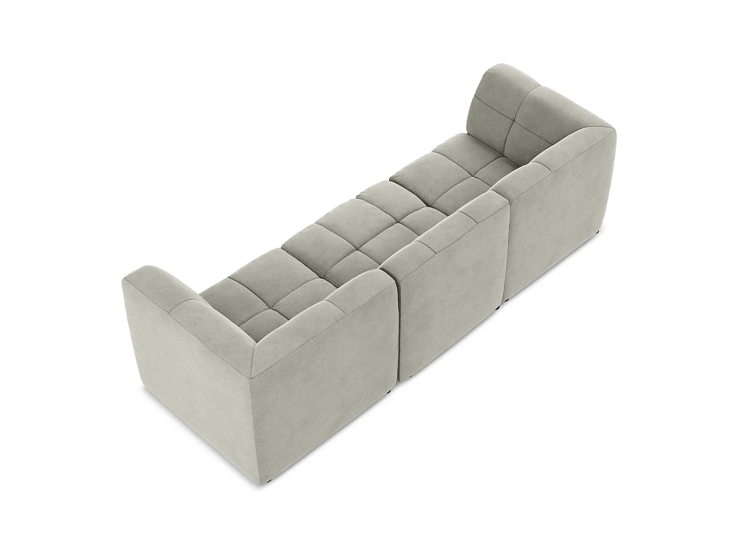 Canapé modulable 3 places en velours - gris clair - ALOHA
