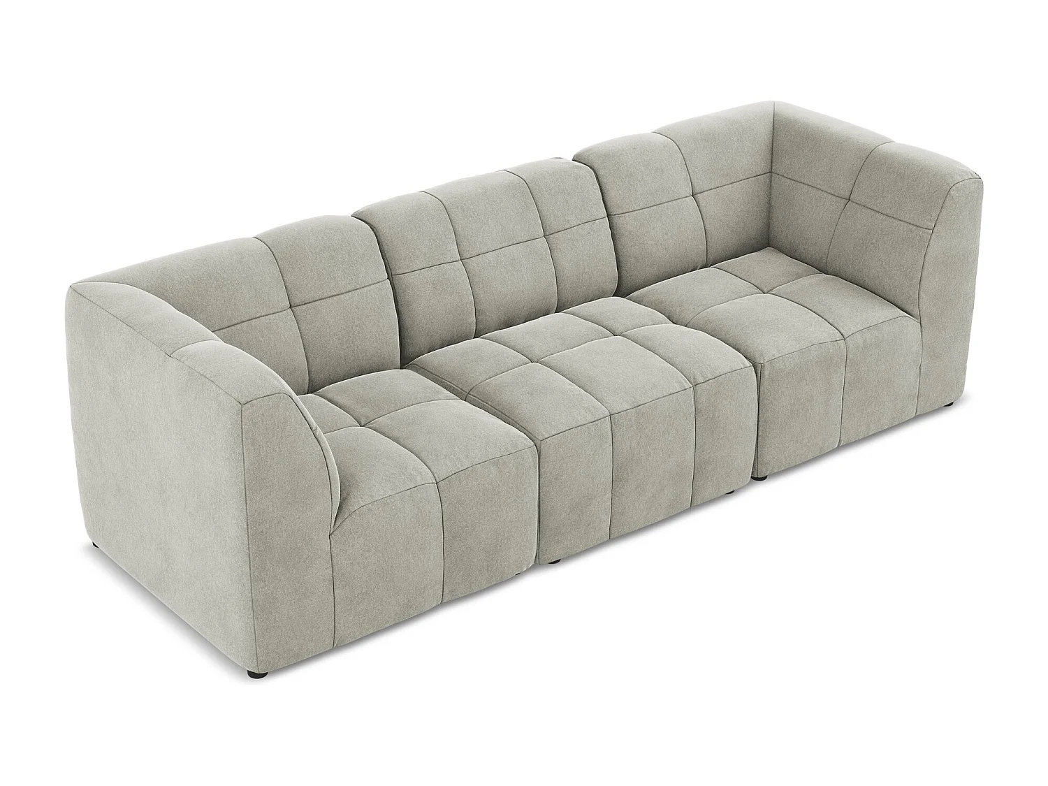 Canapé modulable 3 places en velours - gris clair - ALOHA