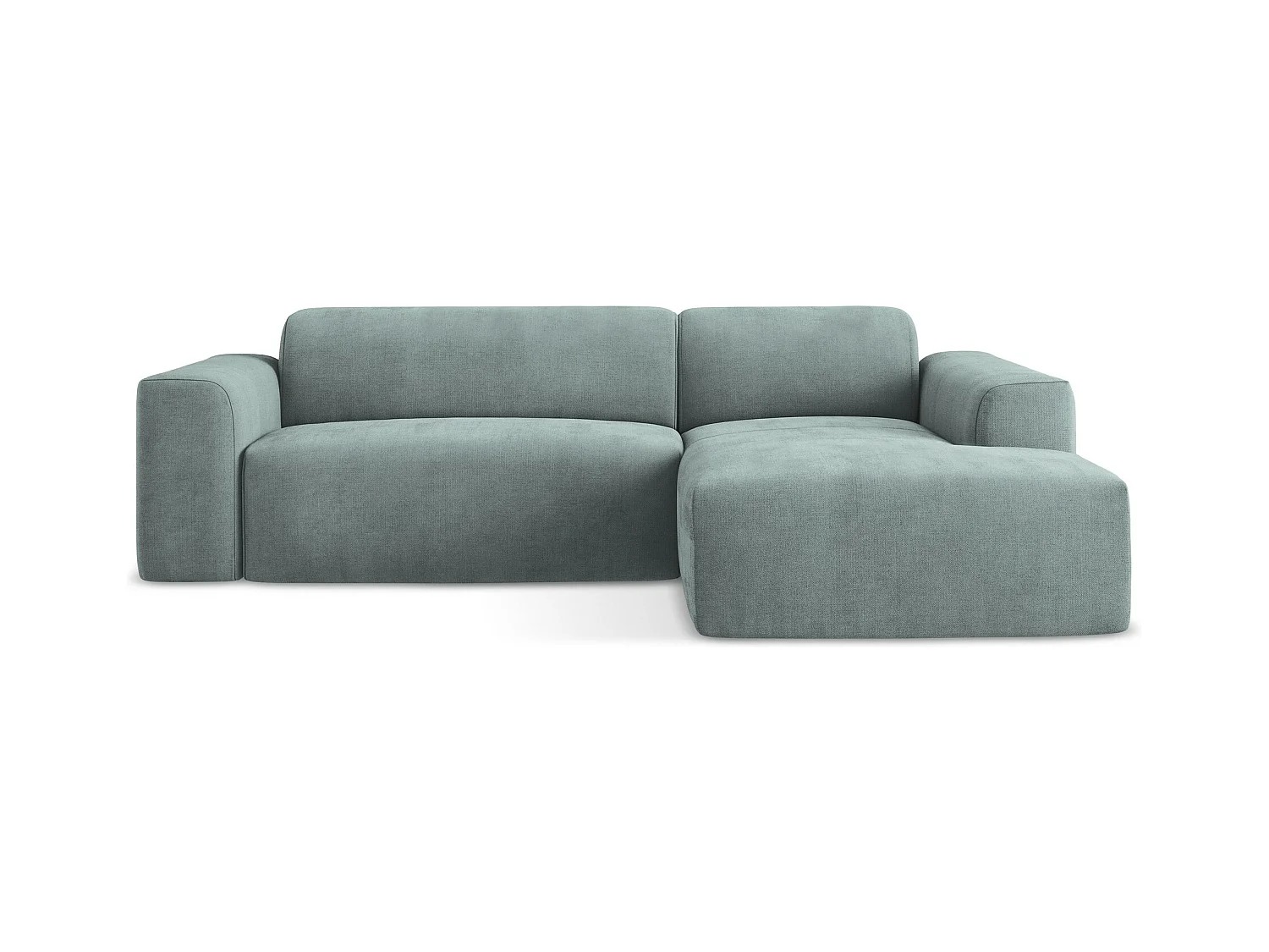 Canapé d'angle 3 places modulaire droit en tissu texturé - jeans - KELI
