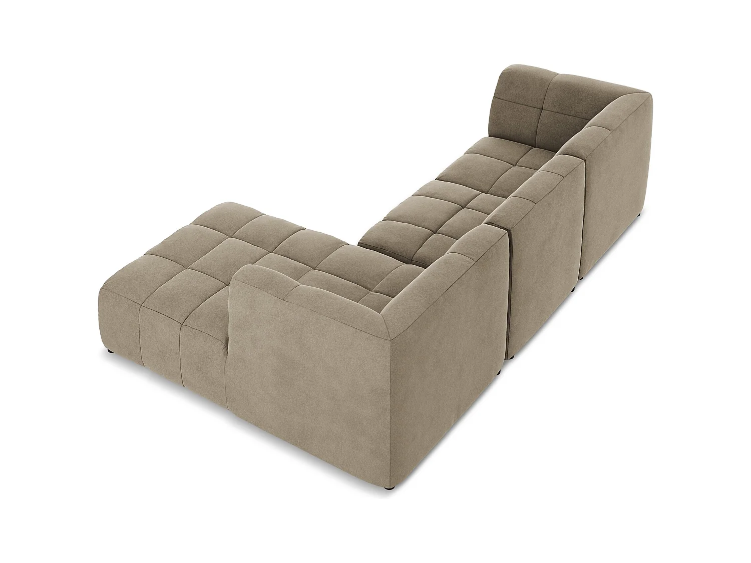 Canapé d'angle 3 places modulaire droit en velours - beige - ALOHA