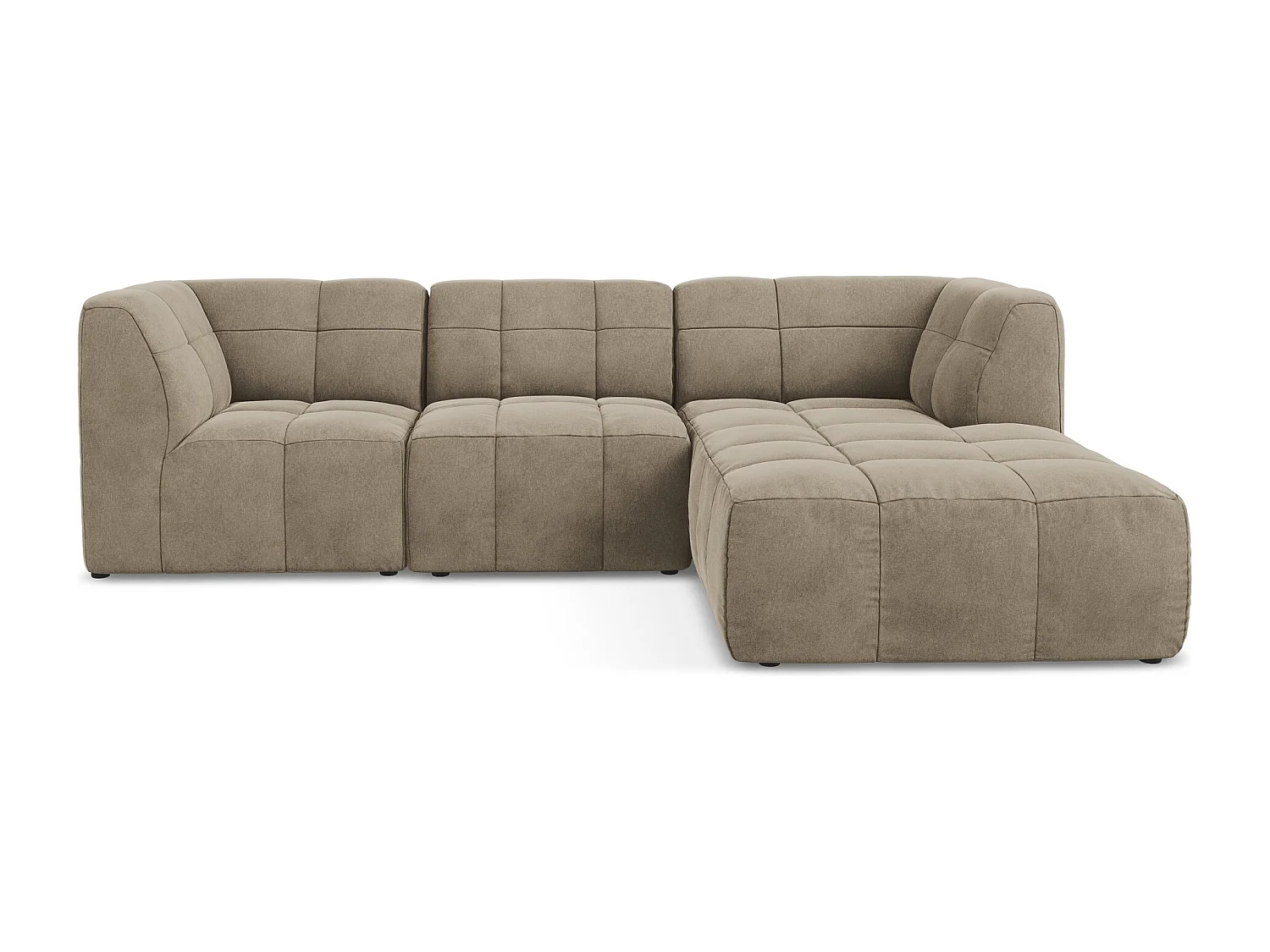 Canapé d'angle 3 places modulaire droit en velours - beige - ALOHA