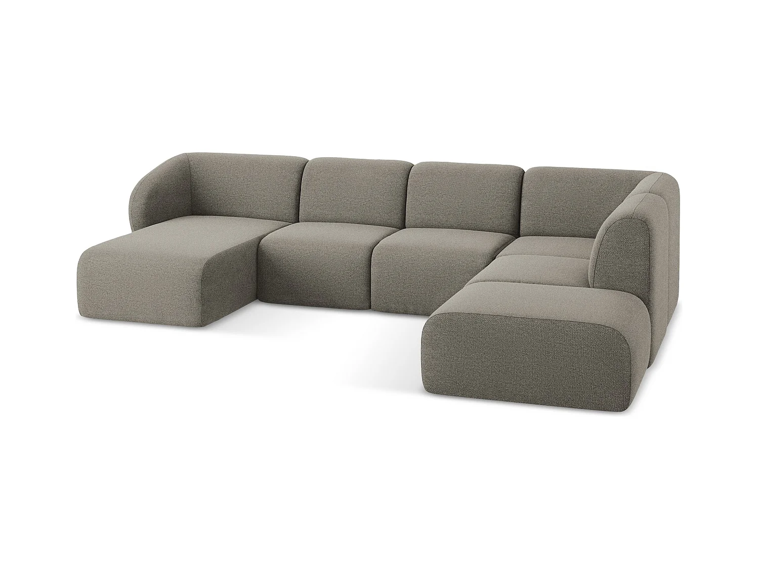 Sofa panoramiczna prawa - z tkaniny bouclé - szary - LANI