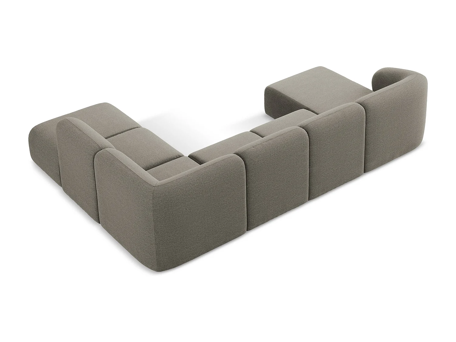 Sofa panoramiczna prawa - z tkaniny bouclé - szary - LANI