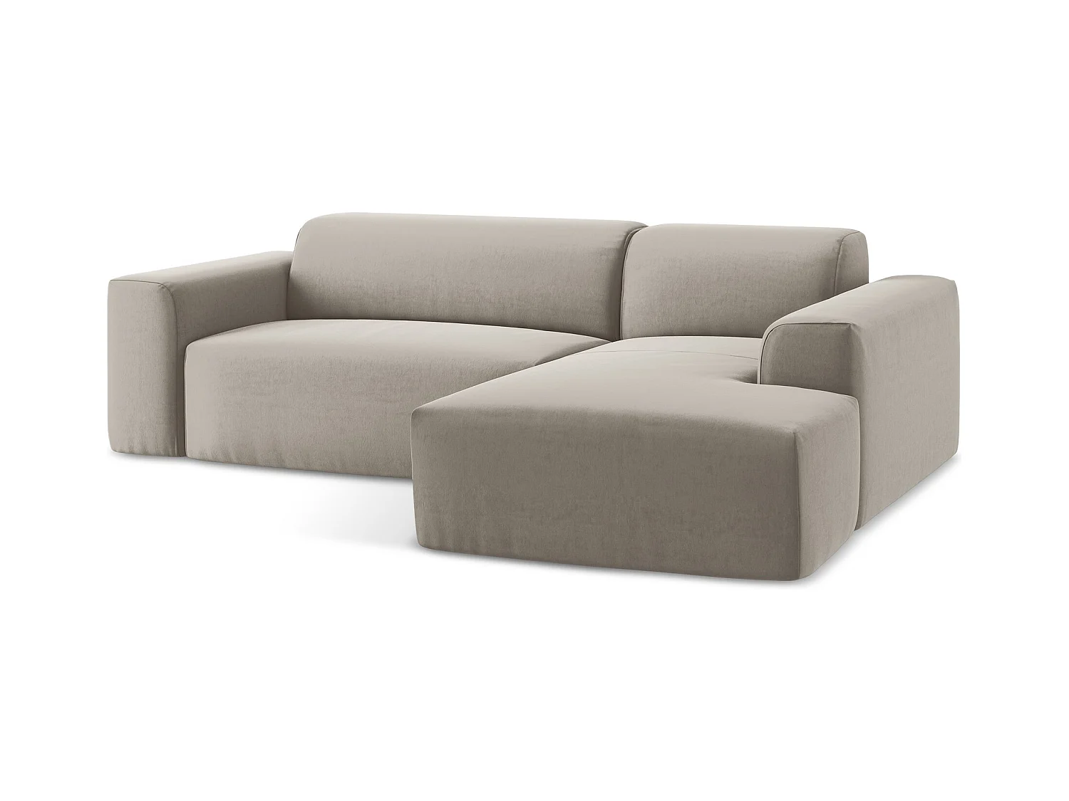 3-Sitzer Modulares Ecksofa - Ecke Rechts - Samt - Taupe - KELI