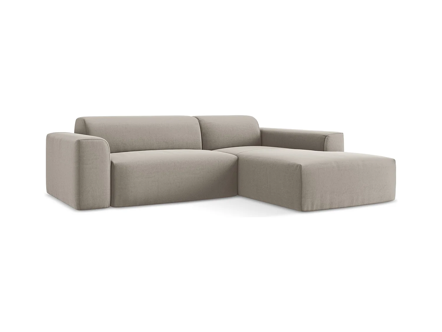 Canapé d'angle 3 places modulaire droit en velours - taupe - KELI