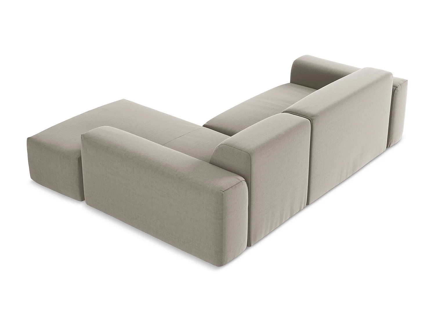 Canapé d'angle 3 places modulaire droit en velours - taupe - KELI