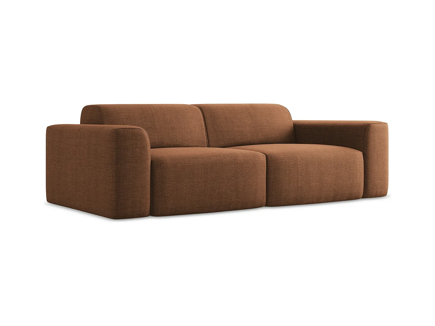 Canapé modulable 3 places en tissu texturé - terre cuite - KELI