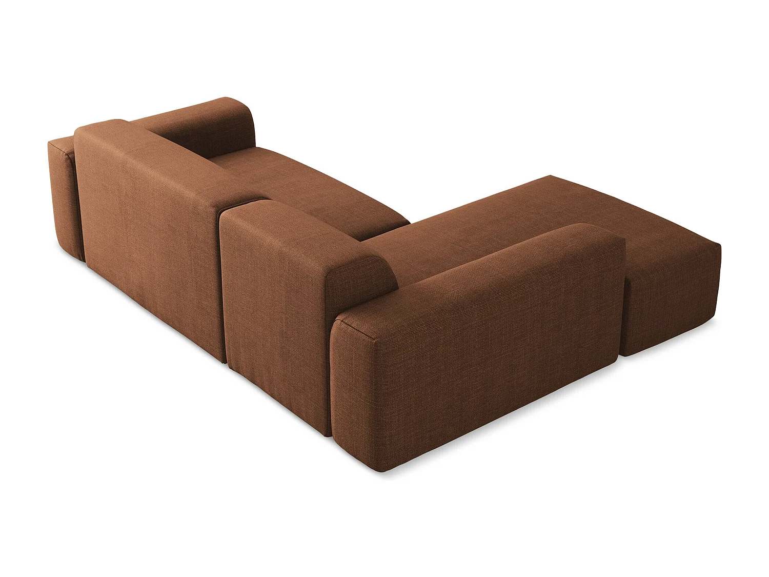 Modulaire hoekbank links van terracotta textuurstof - KELI