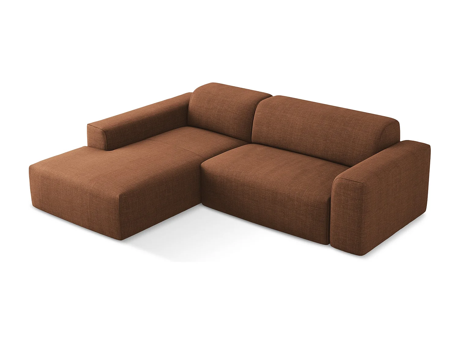 Modulaire hoekbank links van terracotta textuurstof - KELI