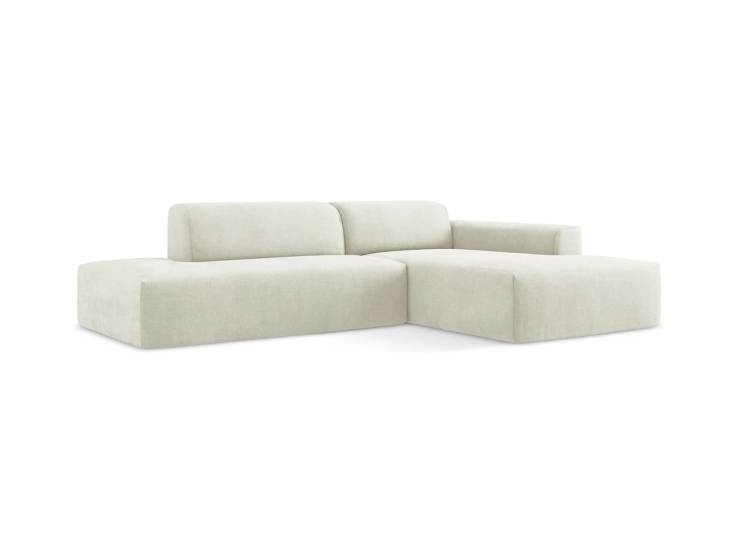 Canapé d'angle 3 places modulaire gauche en tissu texturé - beige - KELI