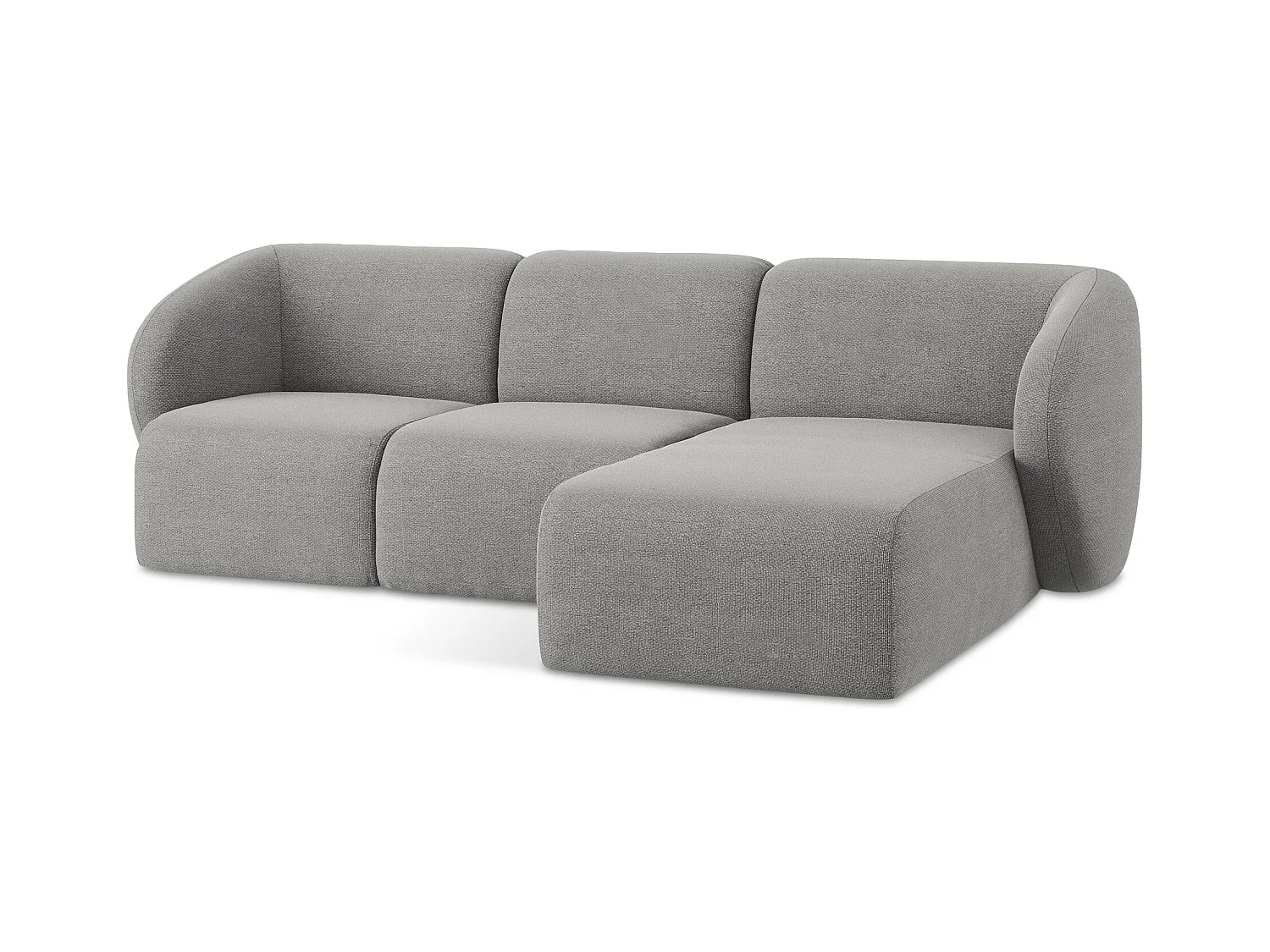 3-Sitzer Modulares Ecksofa - Ecke Rechts - Bouclé - Hellgrau - LANI