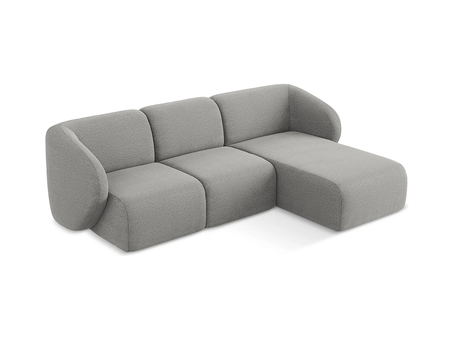 3-Sitzer Modulares Ecksofa - Ecke Rechts - Bouclé - Hellgrau - LANI