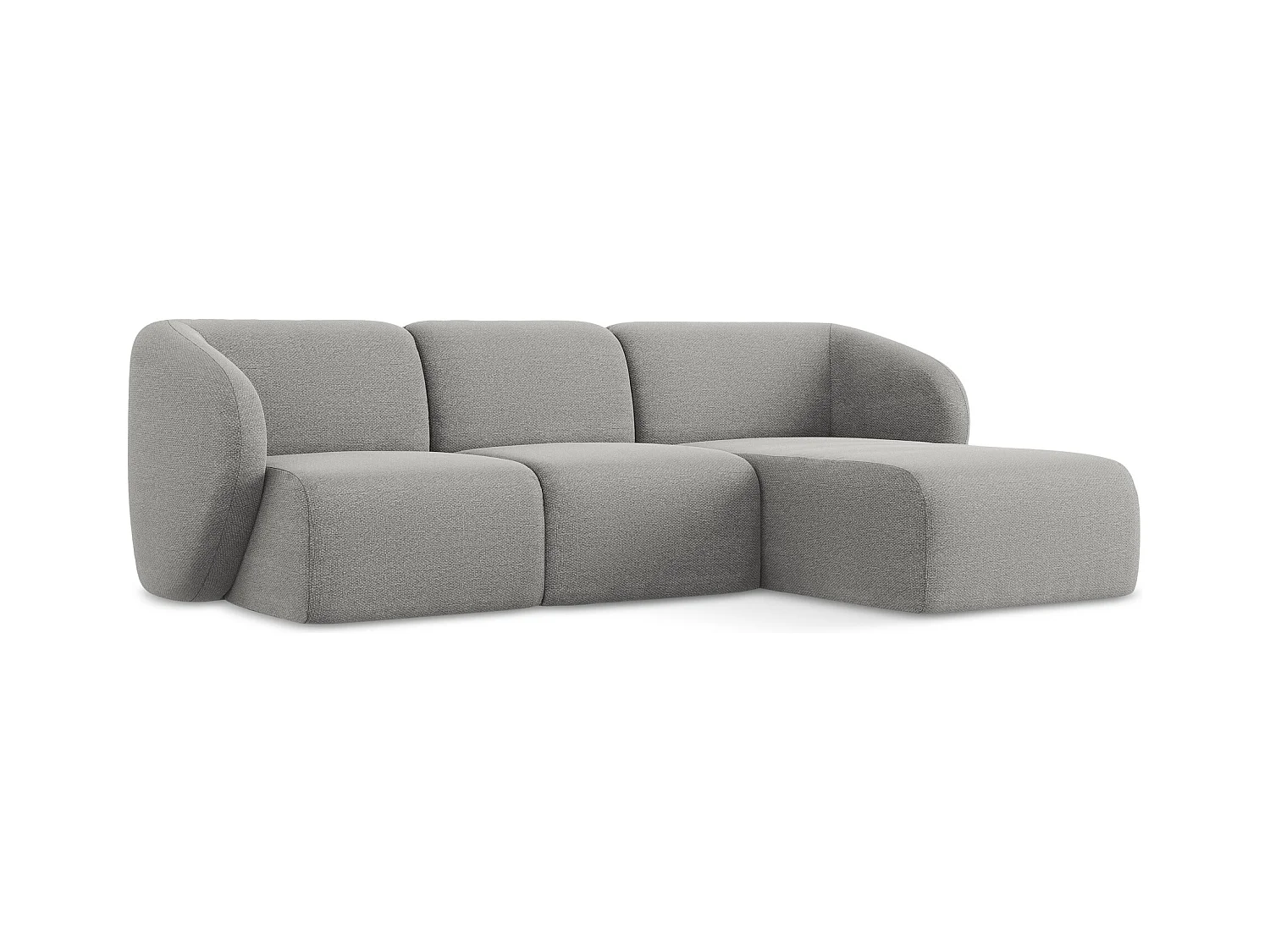 3-Sitzer Modulares Ecksofa - Ecke Rechts - Bouclé - Hellgrau - LANI