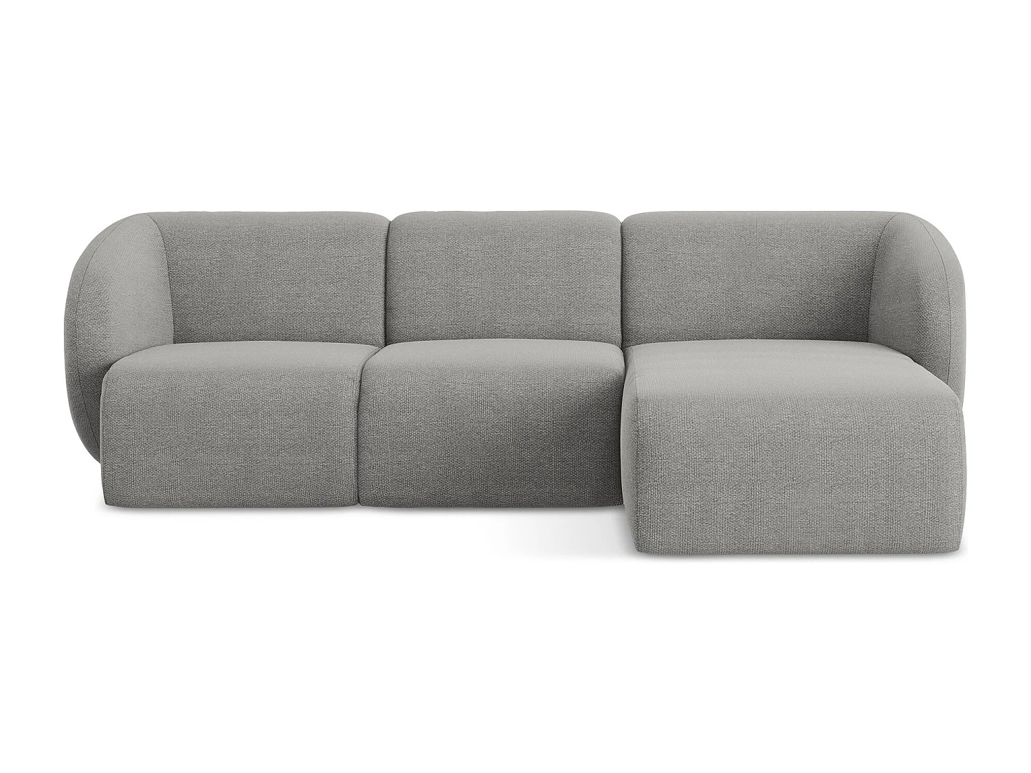 Canapé d'angle 3 places modulaire droit en tissu bouclette - gris clair - LANI