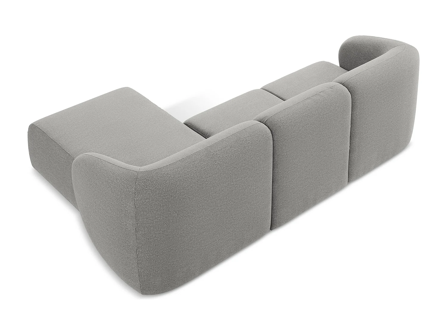 Canapé d'angle 3 places modulaire droit en tissu bouclette - gris clair - LANI