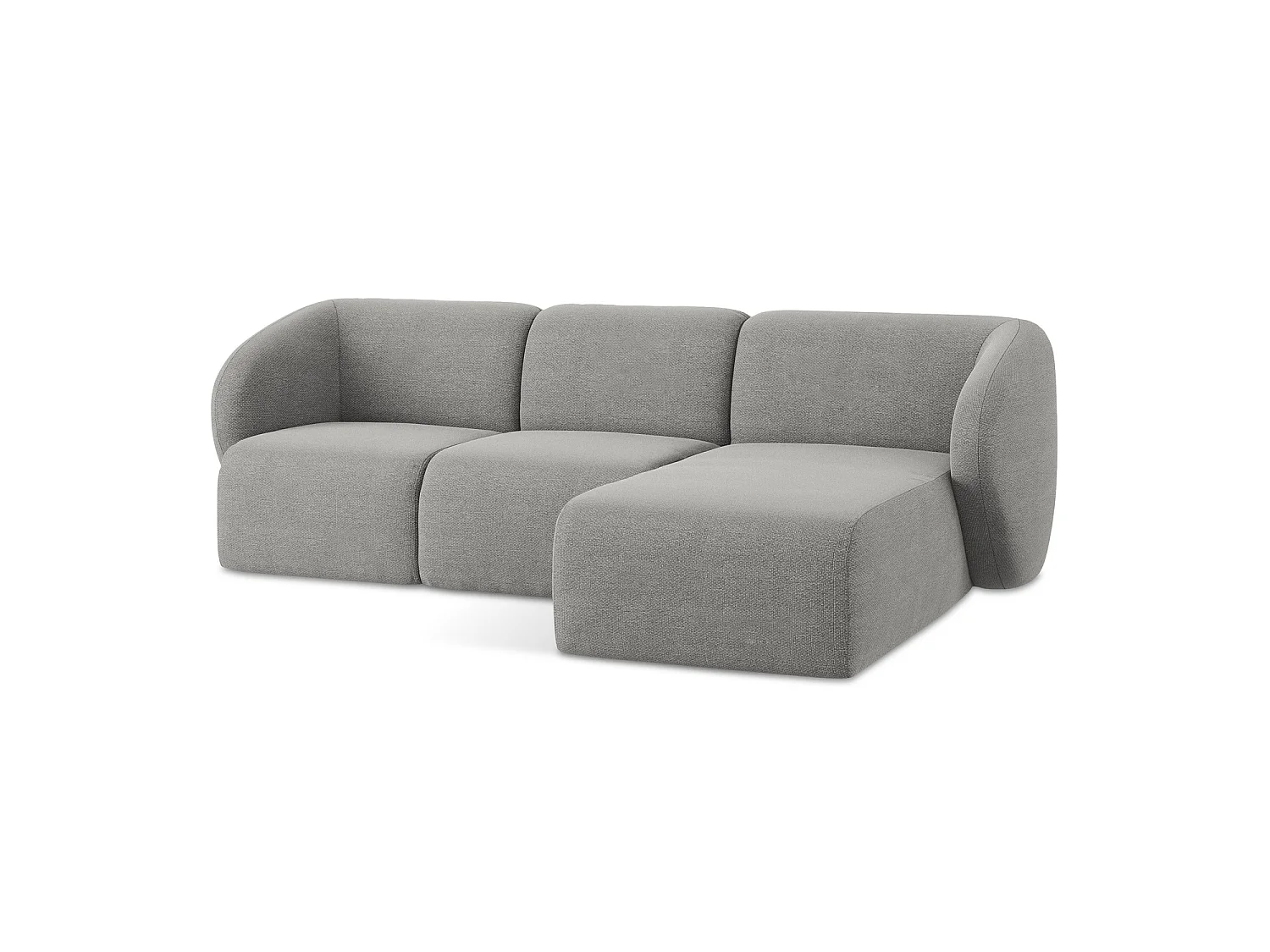 Modulaire hoekbank rechts van lichtgrijs bouclé - CERVO