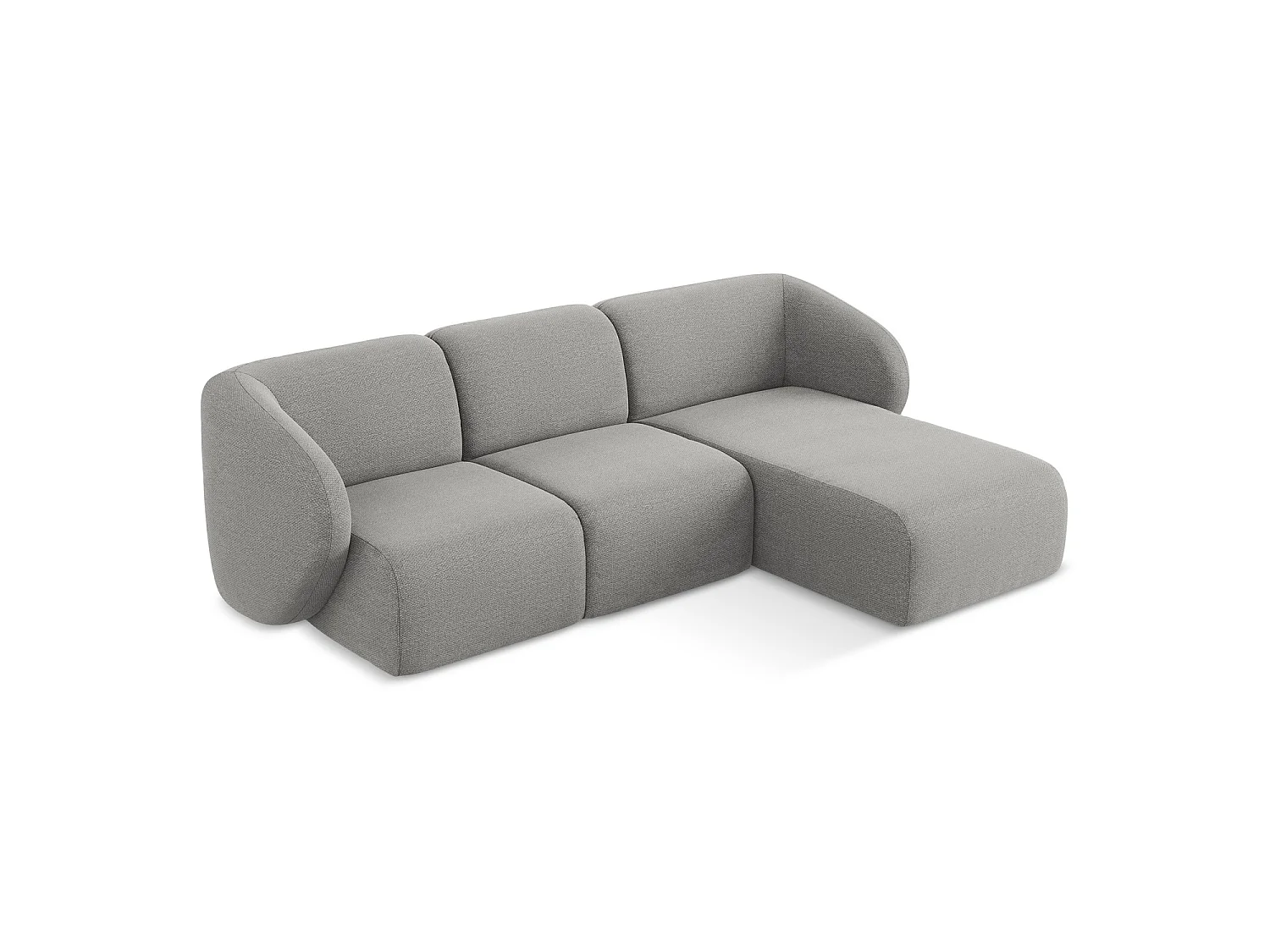 Modulaire hoekbank rechts van lichtgrijs bouclé - CERVO