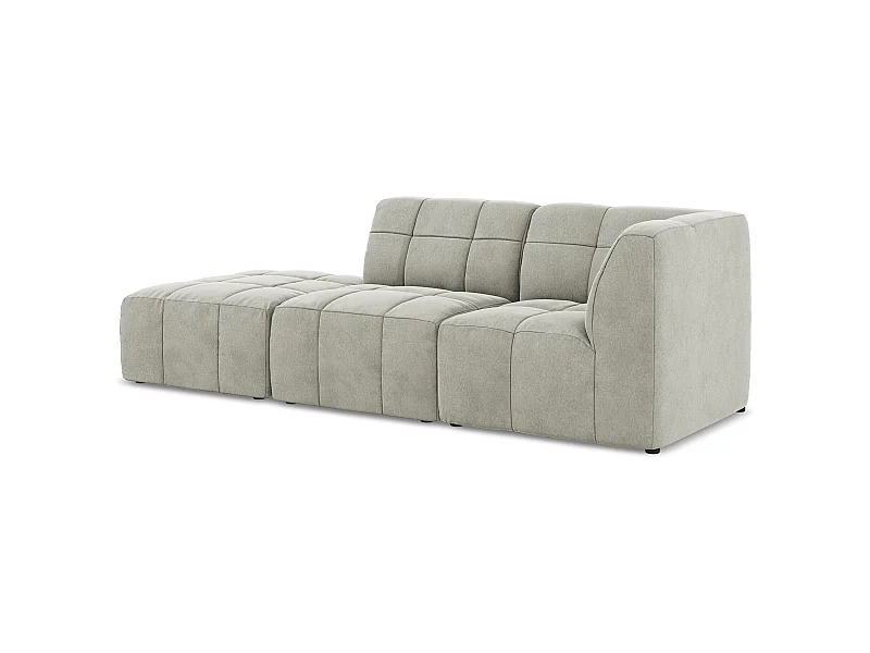 3-Sitzer Modulares Ecksofa - Ecke Links - Samt - Hellgrau - ALOHA