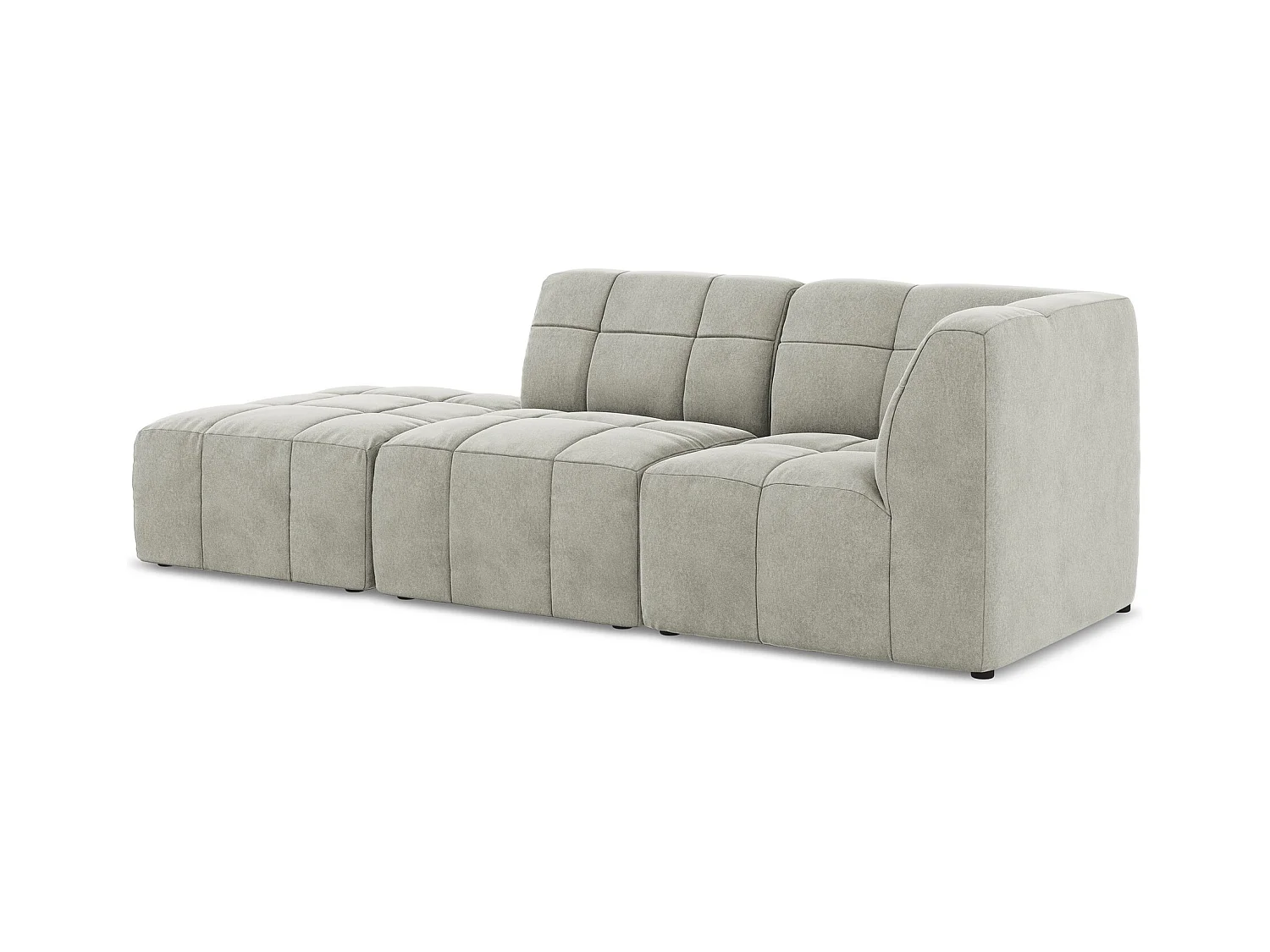 3-Sitzer Modulares Ecksofa - Ecke Links - Samt - Hellgrau - ALOHA