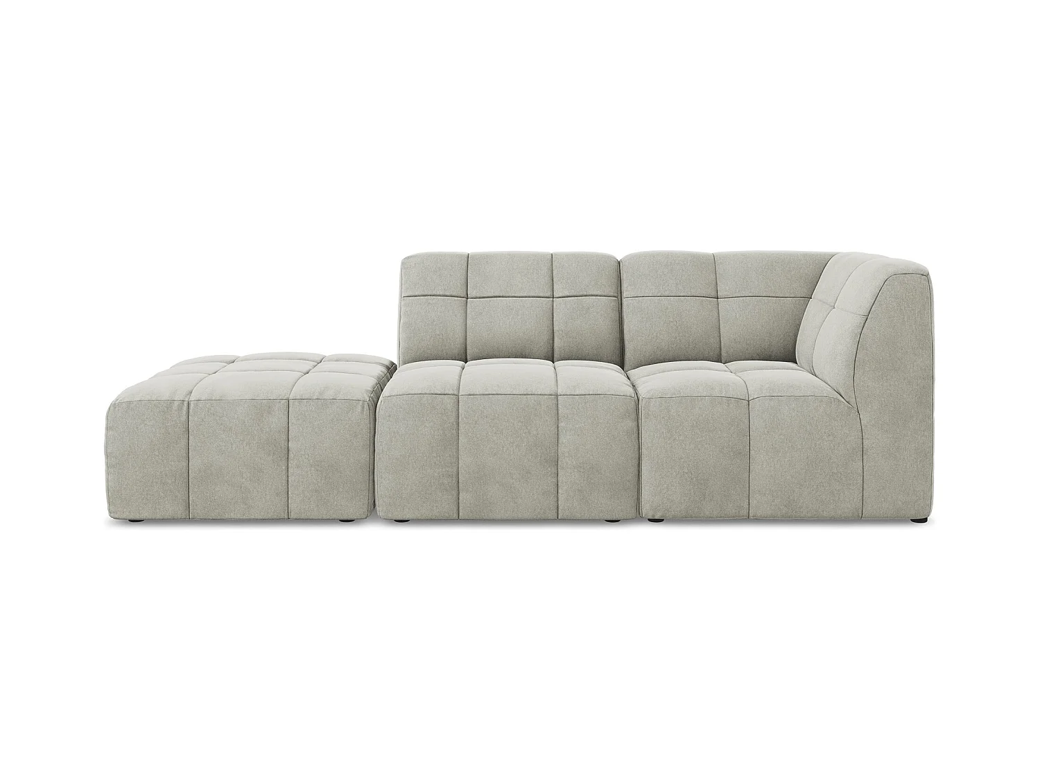 3-Sitzer Modulares Ecksofa - Ecke Links - Samt - Hellgrau - ALOHA