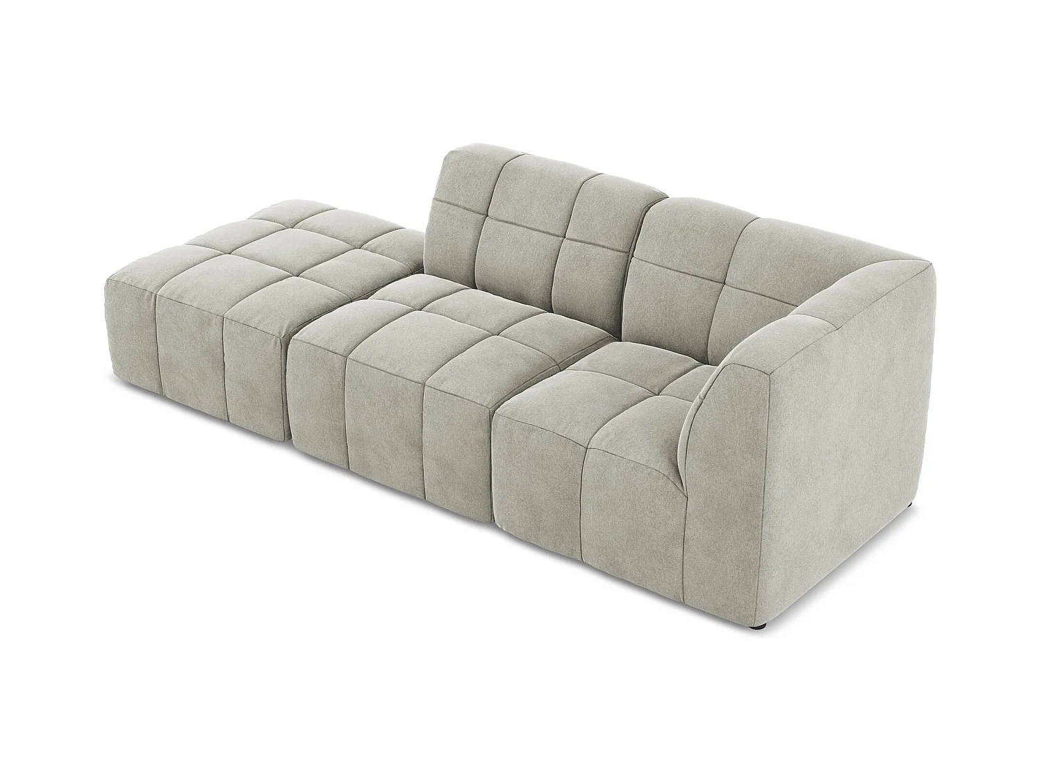 3-Sitzer Modulares Ecksofa - Ecke Links - Samt - Hellgrau - ALOHA