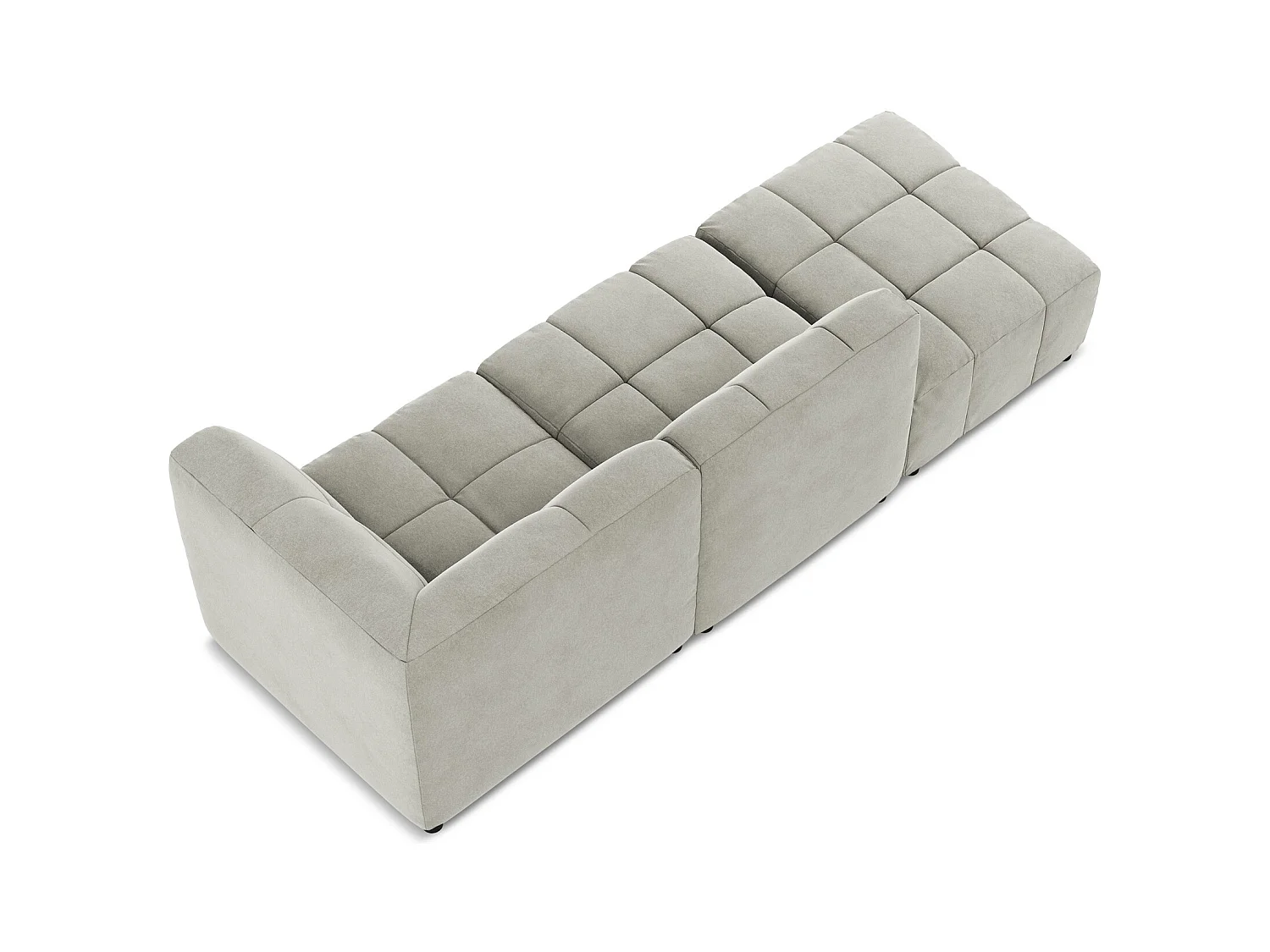 3-Sitzer Modulares Ecksofa - Ecke Links - Samt - Hellgrau - ALOHA