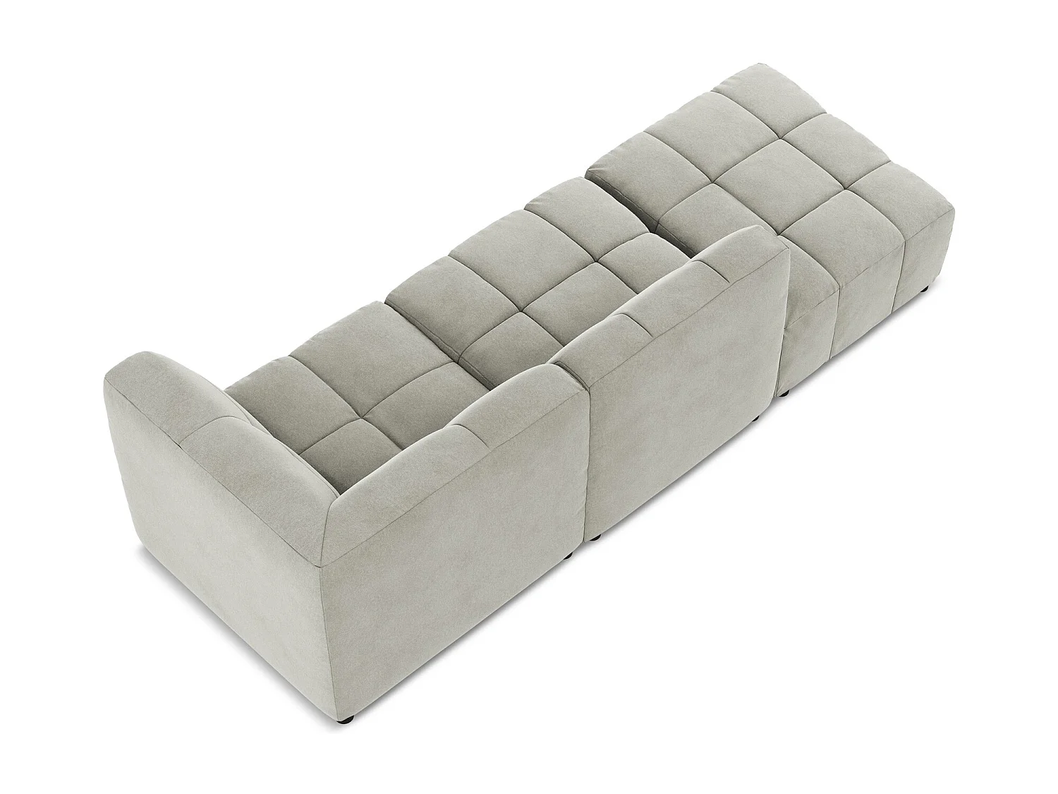 Canapé d'angle 3 places modulaire gauche en velours - gris clair - ALOHA