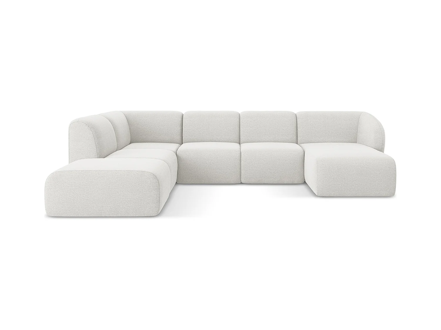 Panoramische hoekbank links van wit bouclé - LANI