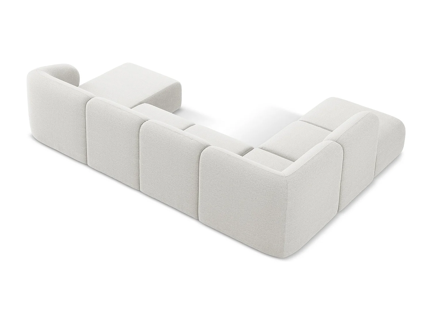 Panoramische hoekbank links van wit bouclé - LANI