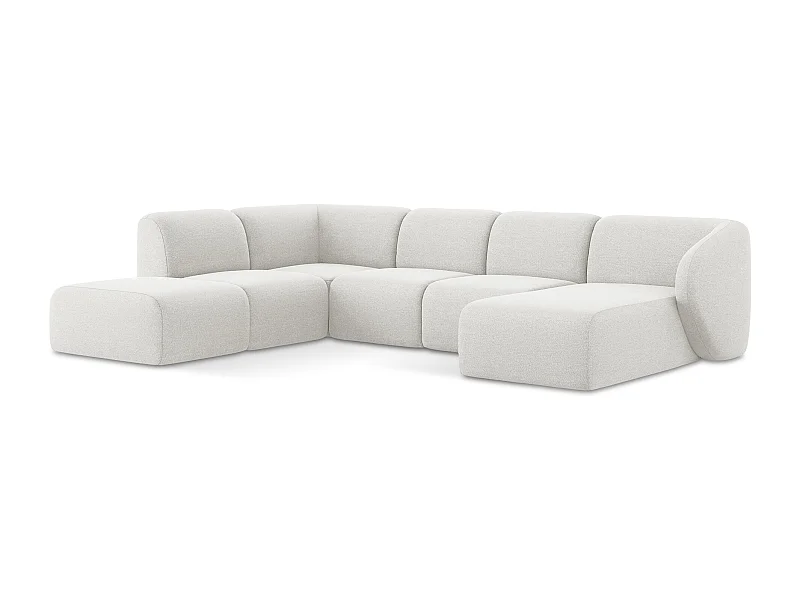 Sofa panoramiczna lewa - z tkaniny bouclé - biały - LANI